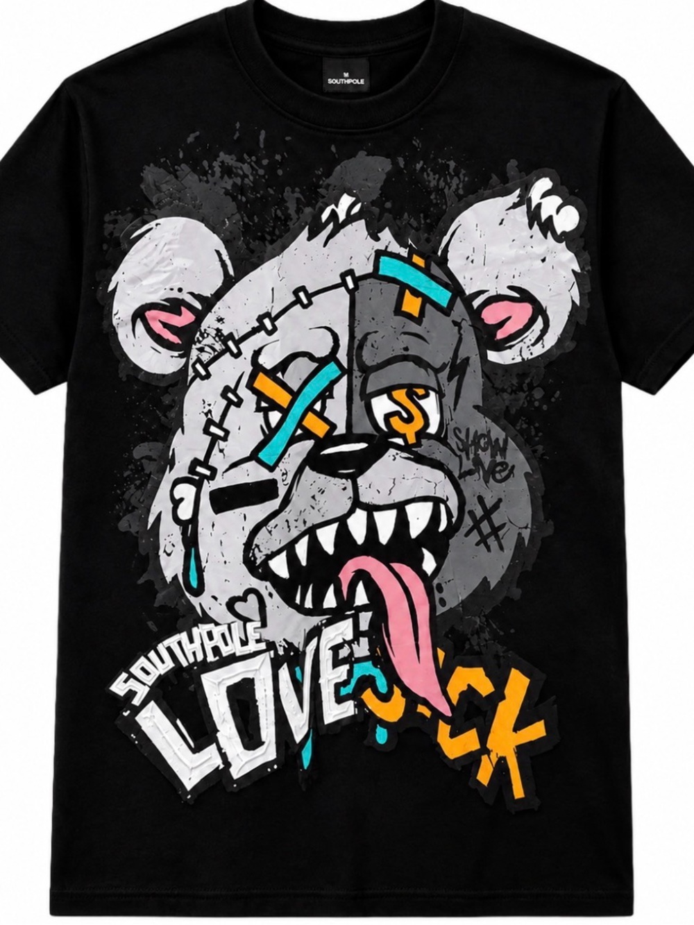 NWT Southpole Men’s XL Love Sick Bear Graphic T-Shirt Black Streetwear